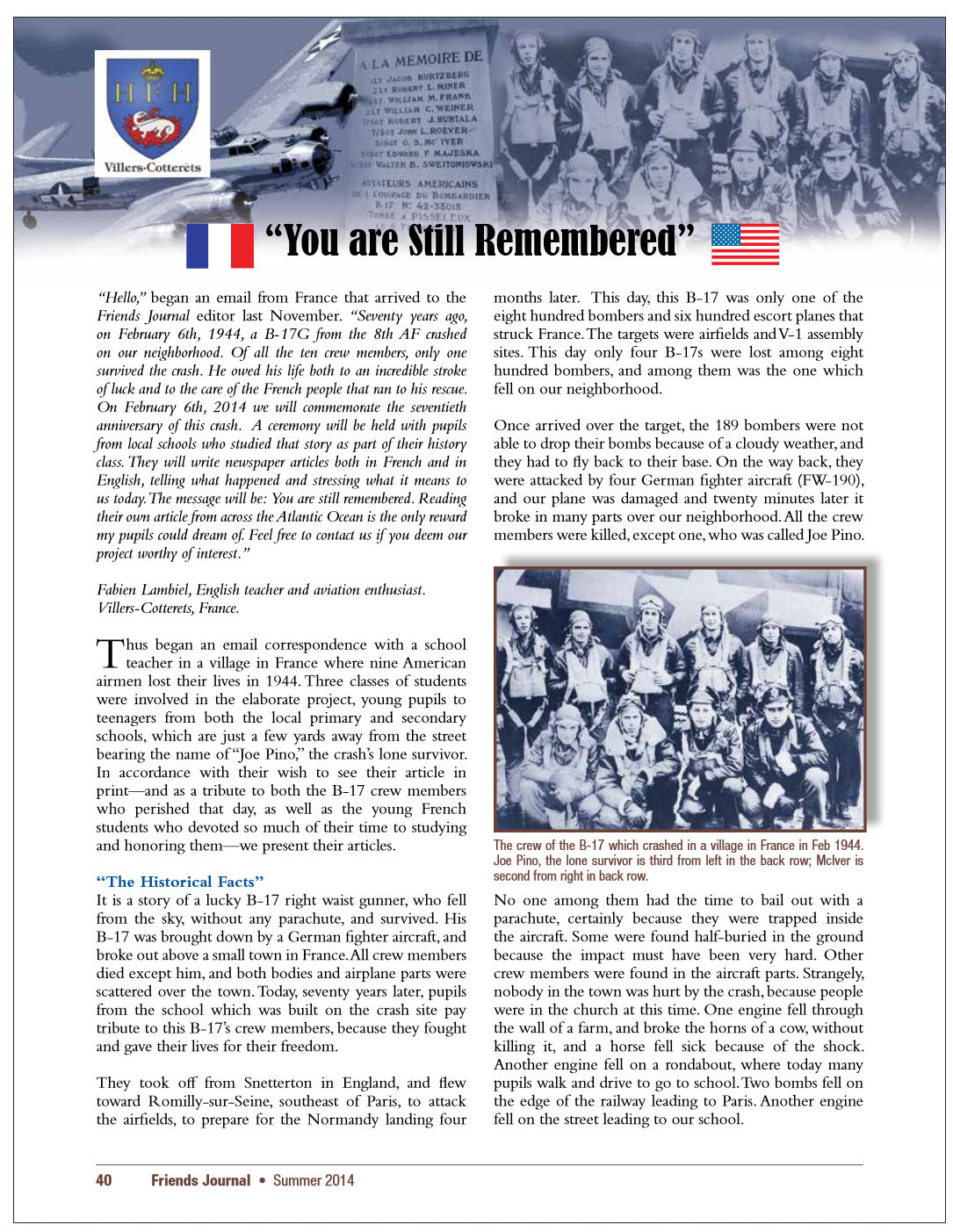 Article USAF Museum - Friends Journal 07-2014